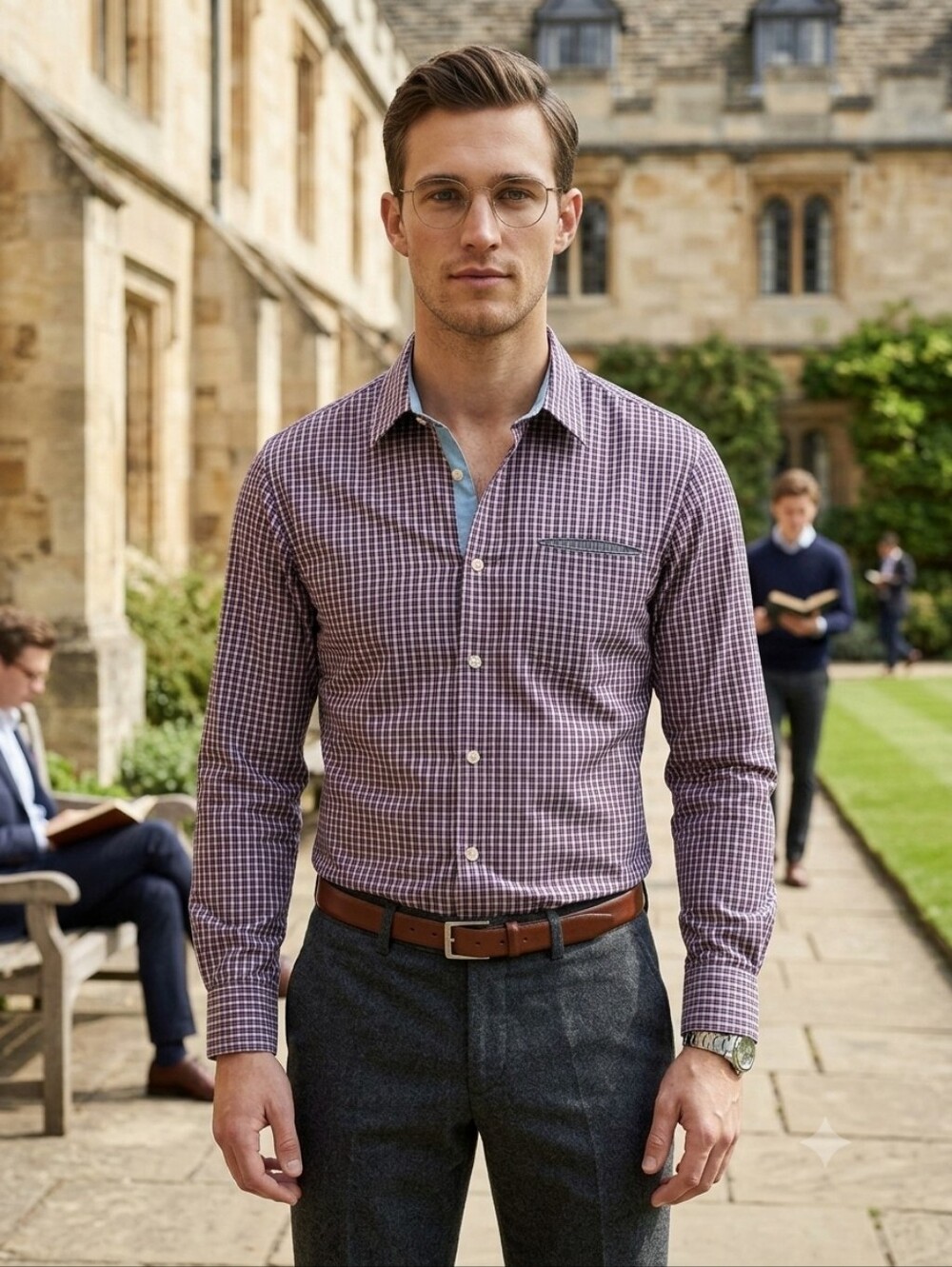 Scotch & Soda L Regular Fit Modern Academia Office Tattersal Check Dress Shirt